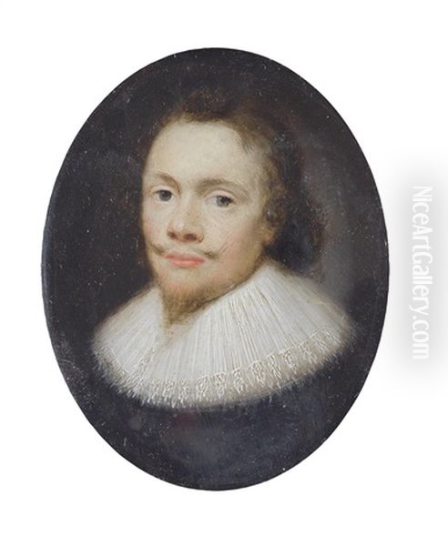 Bildnis Eines Herrn In Schwarzem Rock Und Weiser Halskrause (muhlsteinkragen) Oil Painting by Cornelis Jonson Van Ceulen