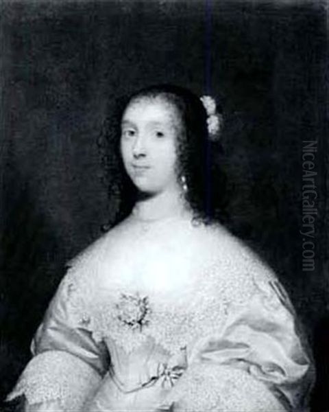 Portrait Of An Elegant Lady Oil Painting by Cornelis Jonson Van Ceulen