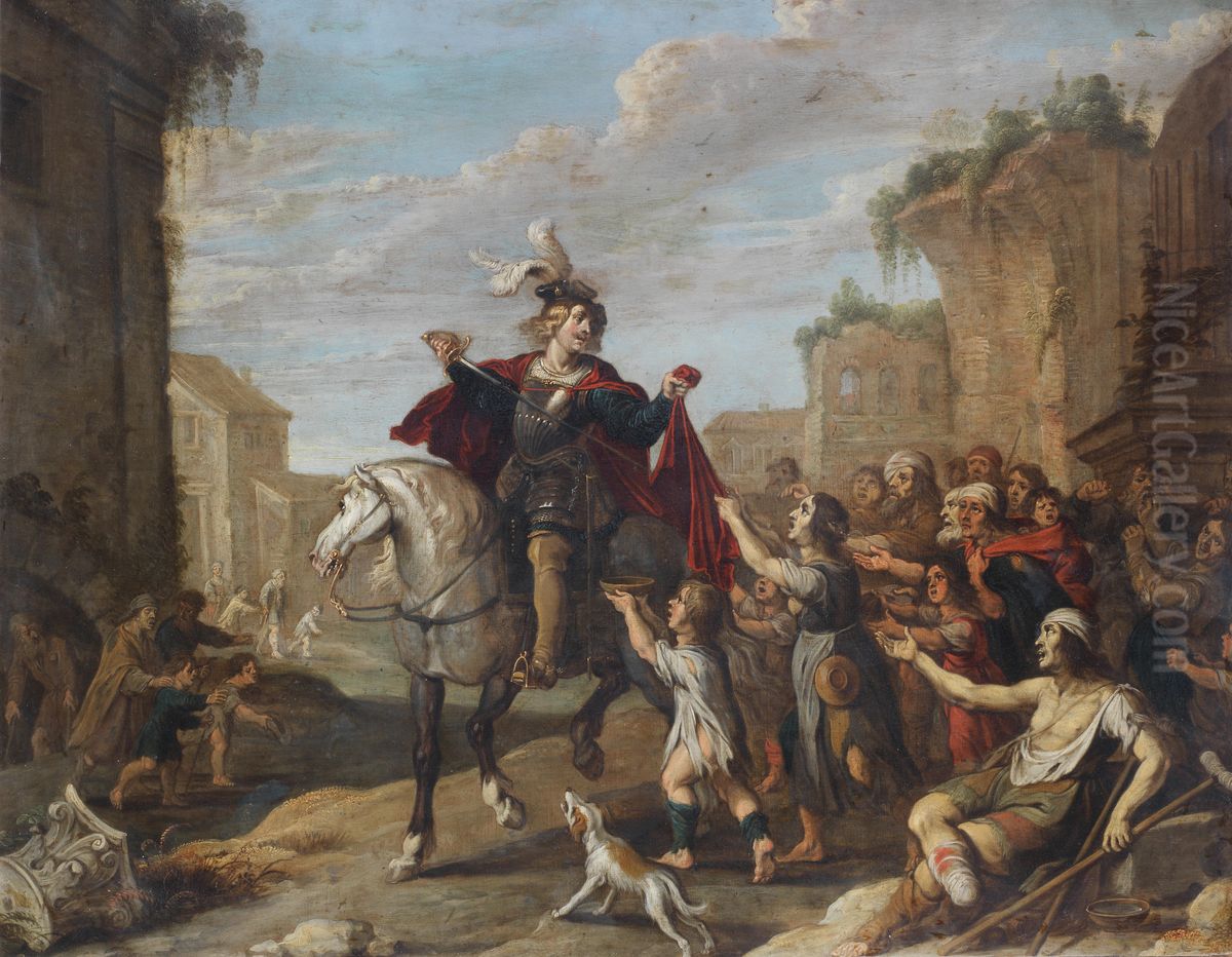Saint Martin Dividing His Cloak Oil Painting by Hans Jordaens III