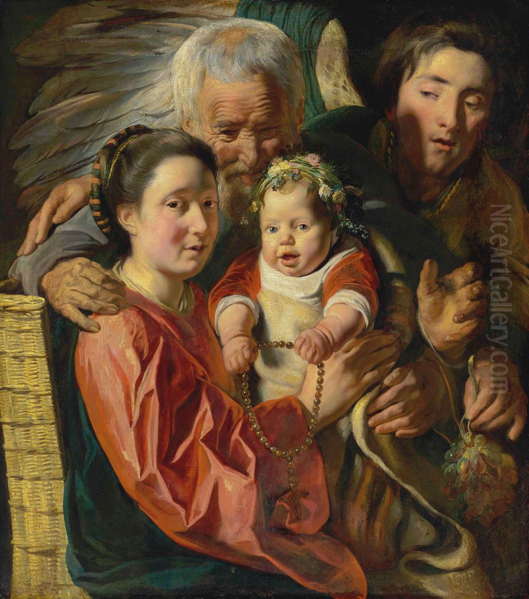 The Holy Family With An Angel Oil Painting by Jacob Jordaens