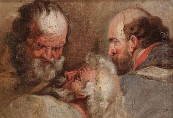 Studies For The Heads Of Three Elderly Bearded Men Oil Painting by Jacob Jordaens
