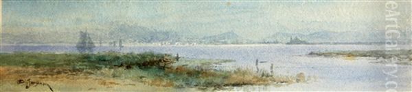 View Of A Bay Oil Painting by Christian A. Jorgensen