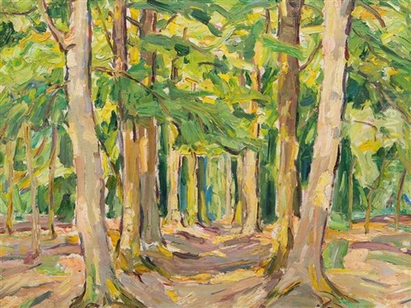 Forest Landscape Oil Painting by Carl Joerres