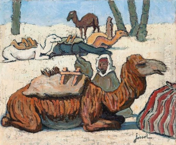 Chameaux Au Repos Oil Painting by Henri Gustave Jossot