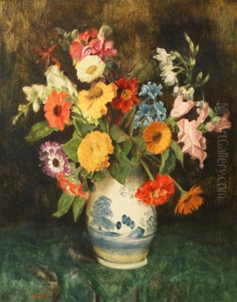 Still Life With Flowers Oil Painting by Josef Jost