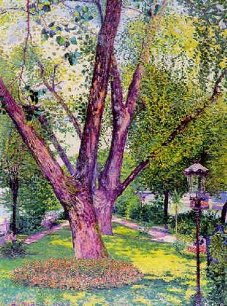 Le Vert Galan Et La Seine, Paris Oil Painting by Henri Joubert