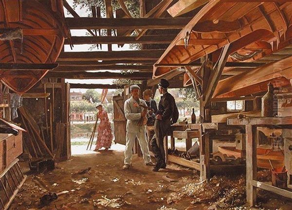 L'entrepot A Bateaux Oil Painting by Roger-Joseph Jourdain