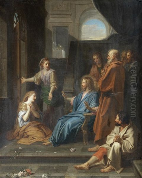 Christ In The House Of Mary And Martha Oil Painting by Jean-baptiste Jouvenet