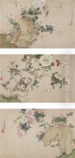 Flowers And Insects Oil Painting by Ju Lian