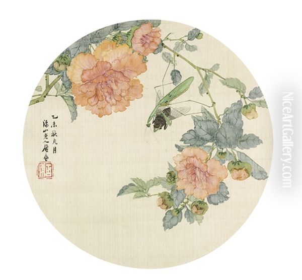 Mantis And Cicada Oil Painting by Ju Lian