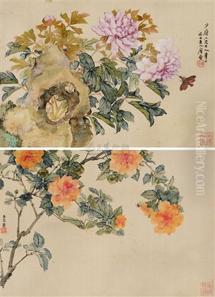 Flowers (+ Grasshopper; 2 Works) Oil Painting by Ju Lian