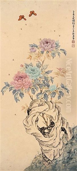 Peony Oil Painting by Ju Lian