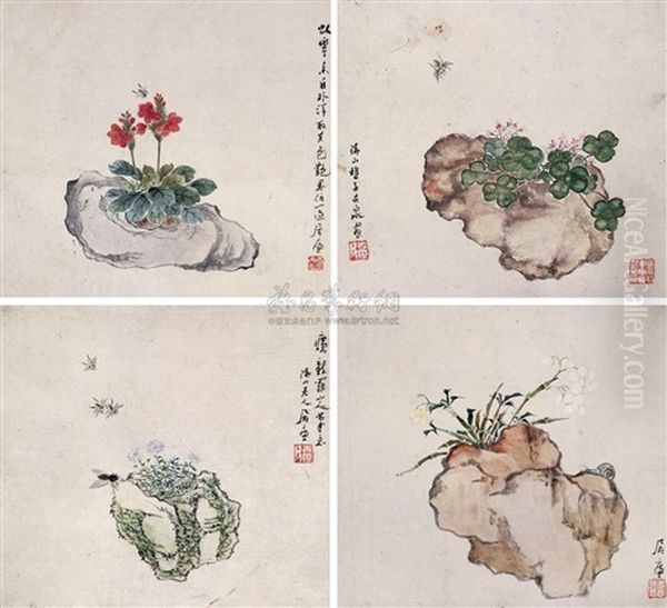 Flowers And Insects Oil Painting by Ju Lian