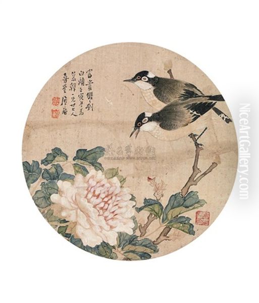 Flowers And Birds Oil Painting by Ju Lian