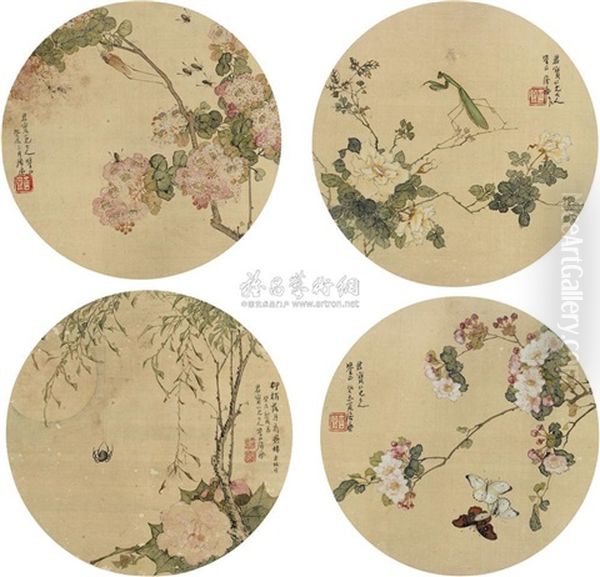 Flowers (+ 3 Others; 4 Works) Oil Painting by Ju Lian