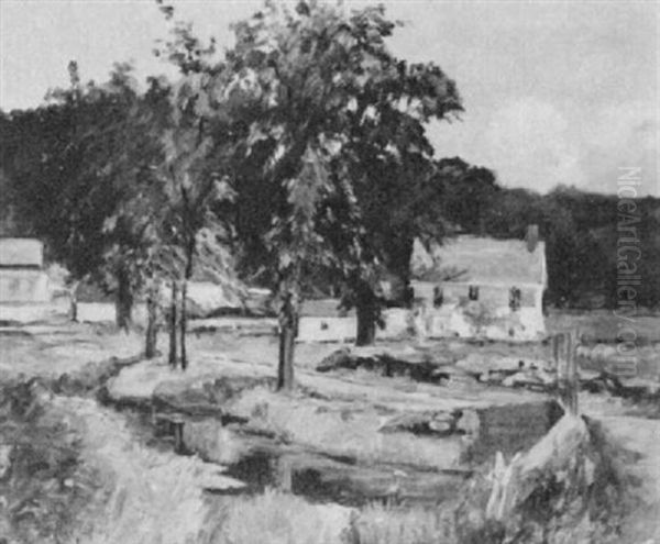 Stream By A Farmhouse Oil Painting by Alice Judson