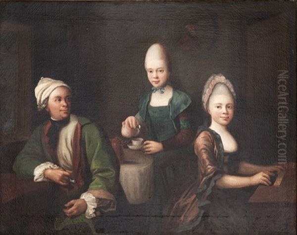 Interior Med Postkorer Jorgen Madsen Brondsted (+ 3 Others; 4 Works) Oil Painting by Jens Juel