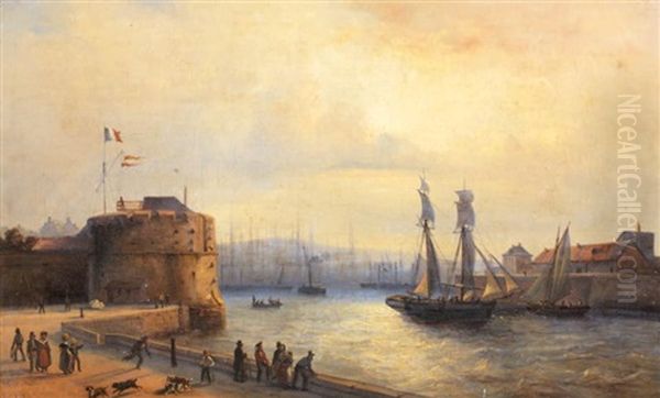 Entree Du Port Du Havre Oil Painting by Jean Marie Auguste Jugelet