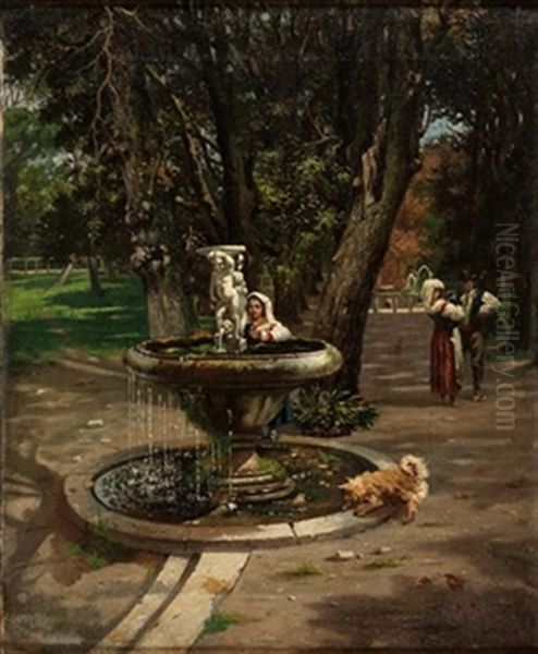 Personajes En El Parque Oil Painting by Jose Juliana Albert