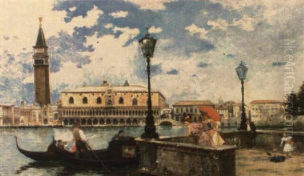 Gondoleros De Venecia Oil Painting by Jose Juliana Albert