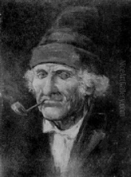 Habitant Fumant La Pipe Oil Painting by Octave-Henri Julien