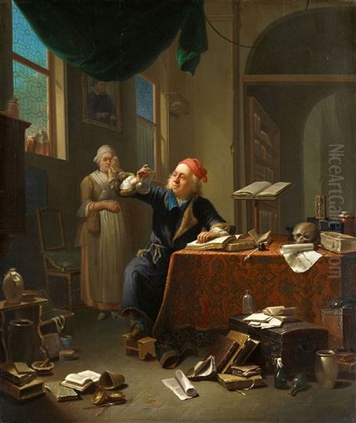 Der Alchimist Oil Painting by Justus Juncker