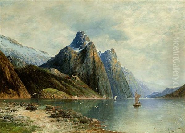 Blick In Einen Fjord Zur Sommerzeit Oil Painting by Johann II Jungblut