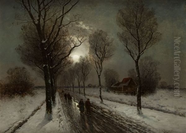 Noc Ksiezycowa Oil Painting by Johann II Jungblut