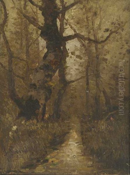 Waldweg In Der Dammerung Oil Painting by Johann II Jungblut