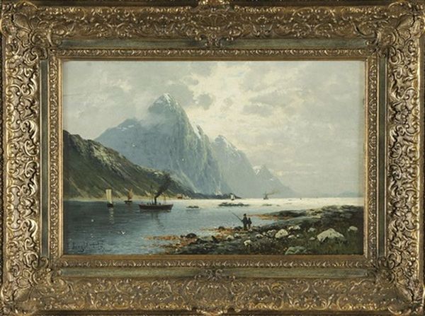 Norwegische Fjordlandschaft Oil Painting by Johann II Jungblut