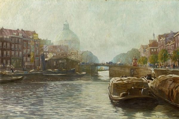 Amsterdam. Blick Uber Die Singel Auf Die Koepelkerk Oil Painting by Johann II Jungblut