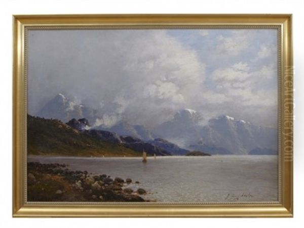 Fjordlandskap Oil Painting by Johann II Jungblut