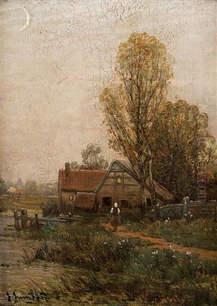 Mondsichel Uber Dem Hof Oil Painting by Johann II Jungblut