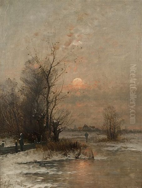 Abendsonne Uber Dem Bach Oil Painting by Johann II Jungblut