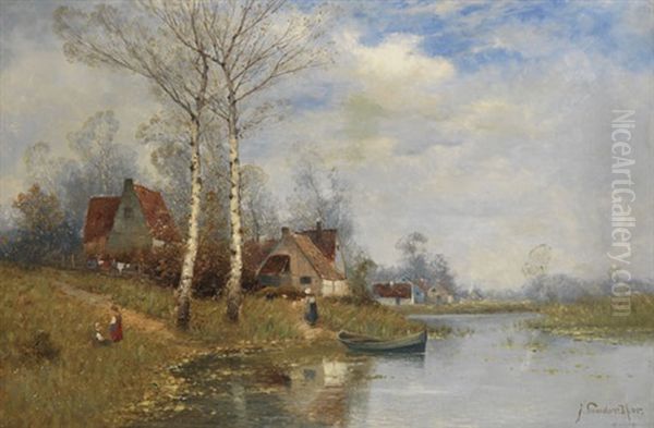 Sommertag Am See Oil Painting by Johann II Jungblut