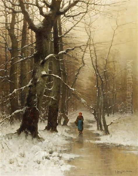 Winterabend Oil Painting by Johann II Jungblut