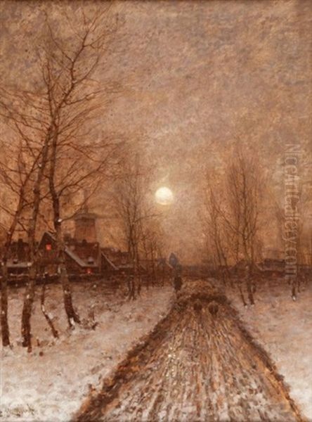 Zimowy Wieczor Oil Painting by Johann II Jungblut