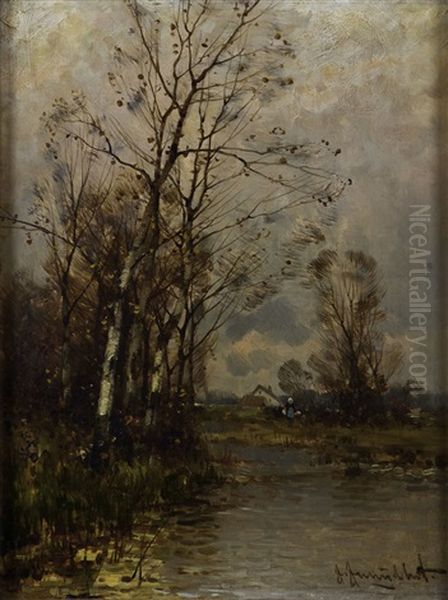 Herbstliche Flusslandschaft Oil Painting by Johann II Jungblut