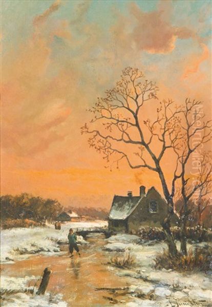 Winterabend Oil Painting by Johann II Jungblut