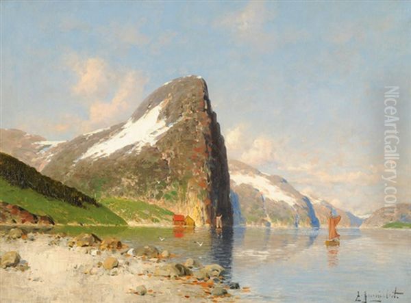 Fjordlandschaft Oil Painting by Johann II Jungblut