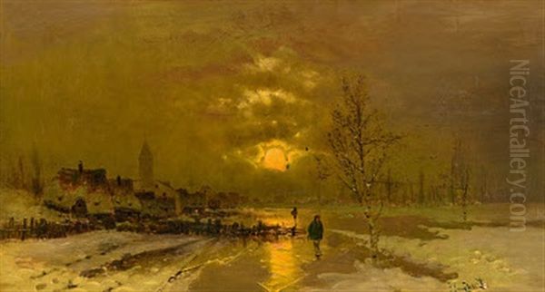 Winterlandschaft Oil Painting by Johann II Jungblut