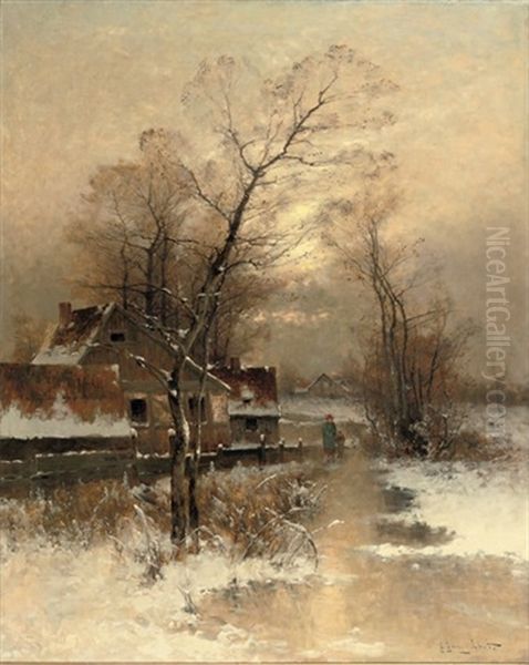 Activities On The Ice Oil Painting by Johann II Jungblut