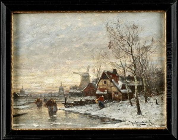 Abendstimmung Im Winter Oil Painting by Johann II Jungblut