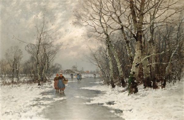 Ein Winterabend Oil Painting by Johann II Jungblut