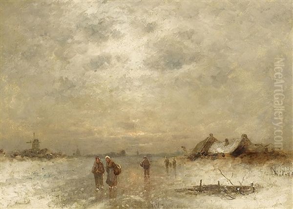 Winterabend Oil Painting by Johann II Jungblut