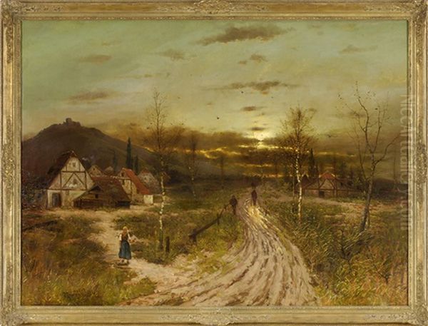 Sommerlandschaft Mit Landvolk Und Ansicht Einer Burgruine Oil Painting by Johann II Jungblut