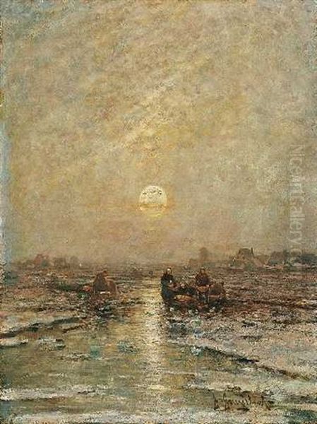 Flusslandschaft Im Mondschein Oil Painting by Johann II Jungblut