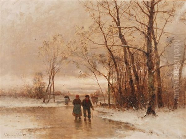 Winter Am Niederrhein Oil Painting by Johann II Jungblut