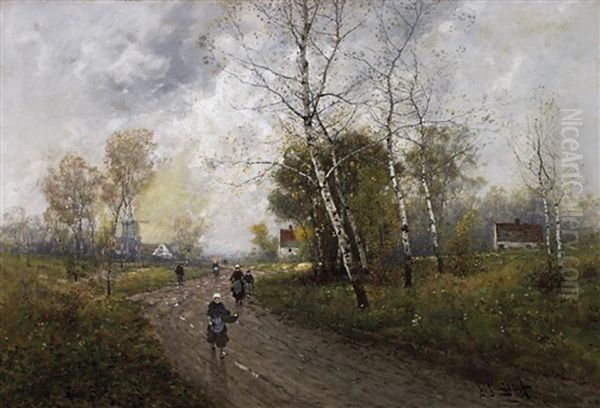 Auf Dem Heimweg Oil Painting by Johann II Jungblut