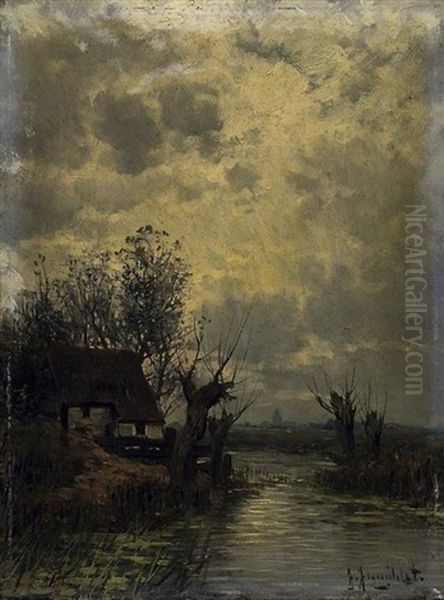 Vorfruhling Am Altwasser Oil Painting by Johann II Jungblut